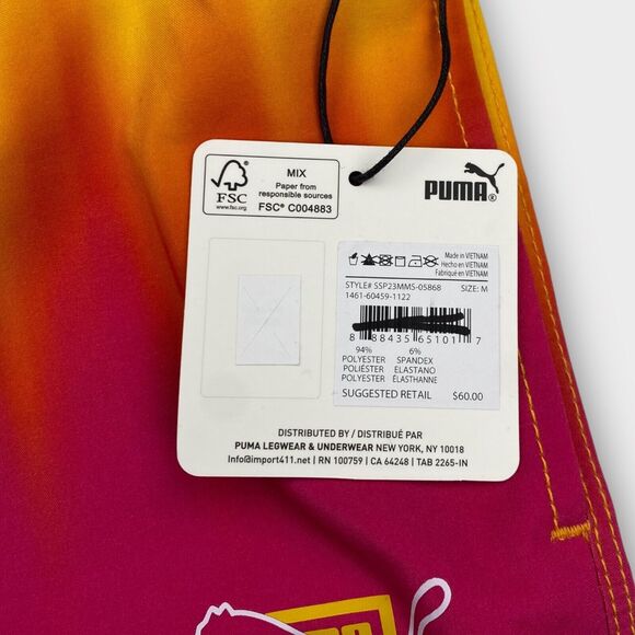 $60 Puma Swim Board Shorts Mens Medium Tie Dye 7" Colorful Lava Above Knee 2023 - Picture 10 of 14